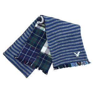 Vintage American Eagle Scarf Reversible Patch Work And Stripes Unisex Rare